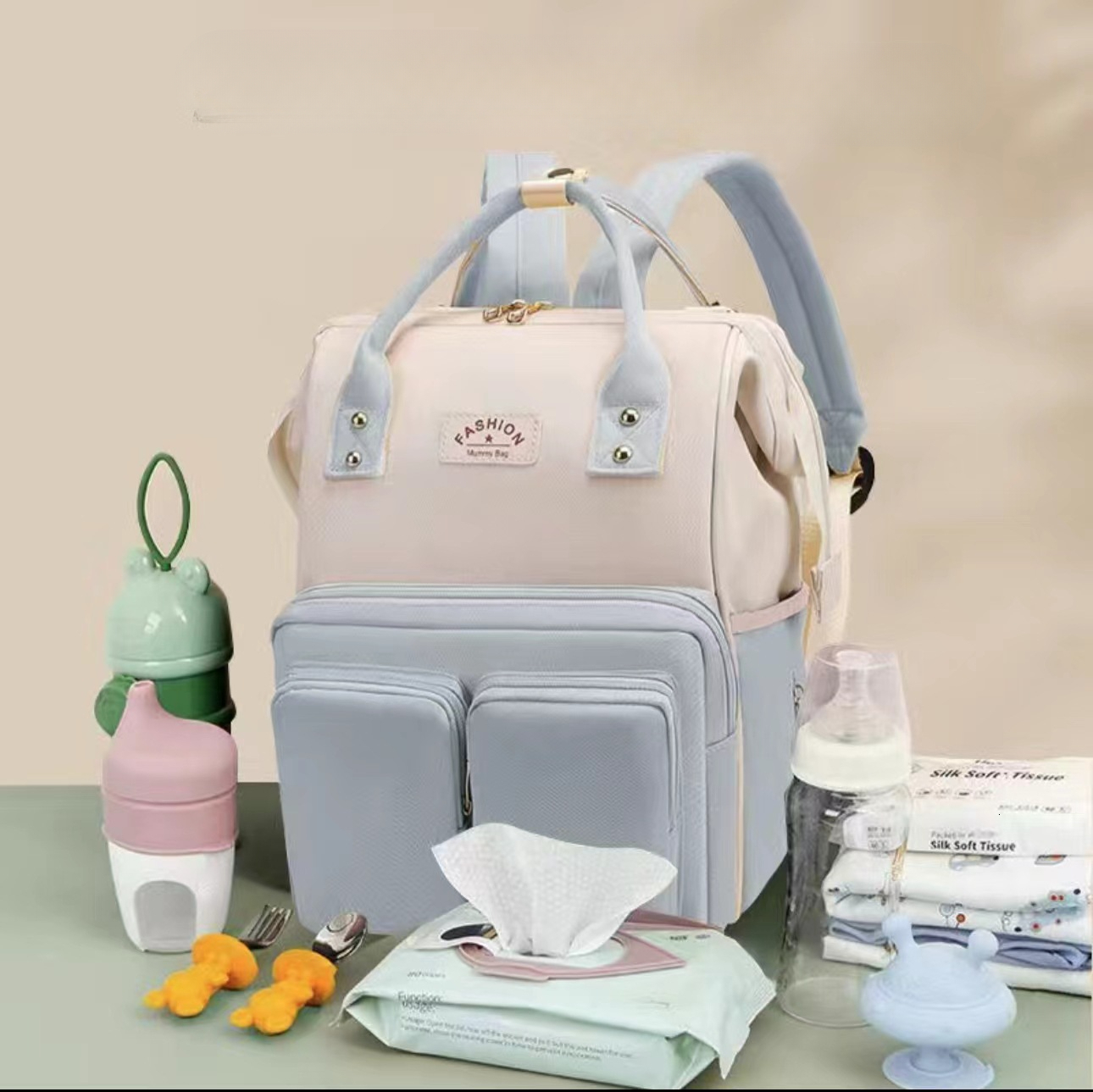 Mommy bag new designer fashionable maternity bag multifunctional diaper bag Mommy bag cross-border changing pad insulation bag backpack