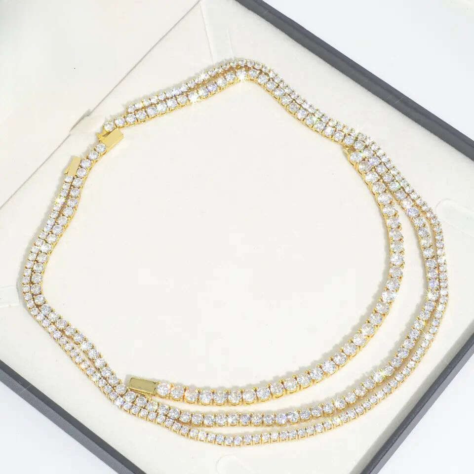 Real 10K 14K Bracelet Fast Delivery 3mm 4mm 5mm Vvs Moissanite Tennis Chain Necklace Jewelry