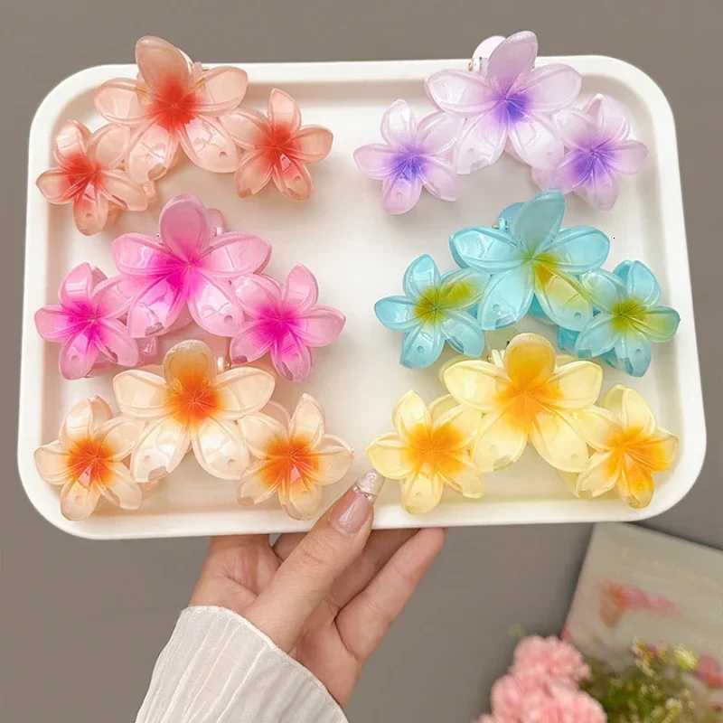 Trendy Egg Flowers Hair Claws Back of Head Retro Cororful Hairpin Shark Clip Korean Style Seaside Vacation Girl Hair AccessoriesW254021