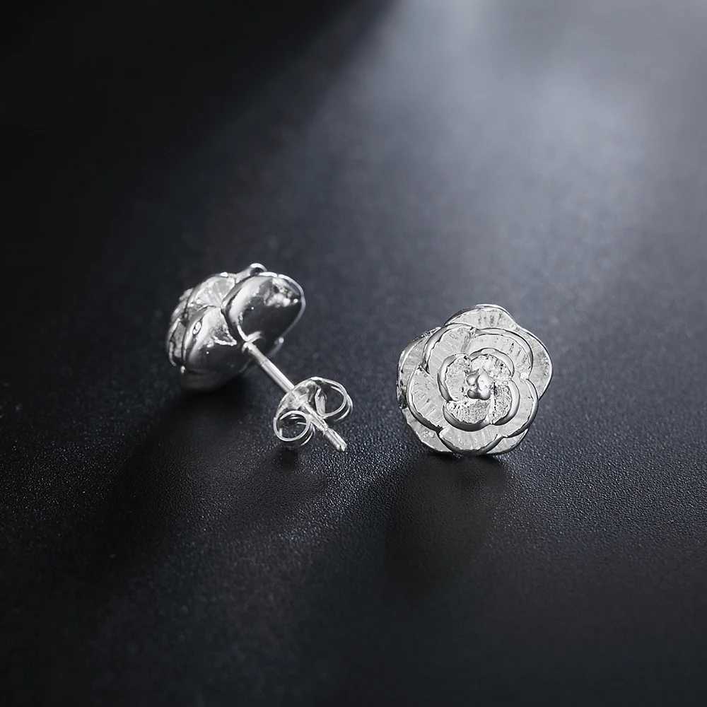 Luxcury Chic Feminine 925 Sterling Silver Floral Design Earring Set with a Touch of Class