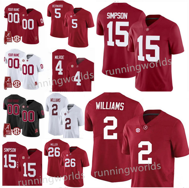 Ryan Williams Jerseys Ty Simpson Mans youth kids Alabama College Crimson Tide Football Jersey 26 Jam Miller 5 Germie Bernard stitched