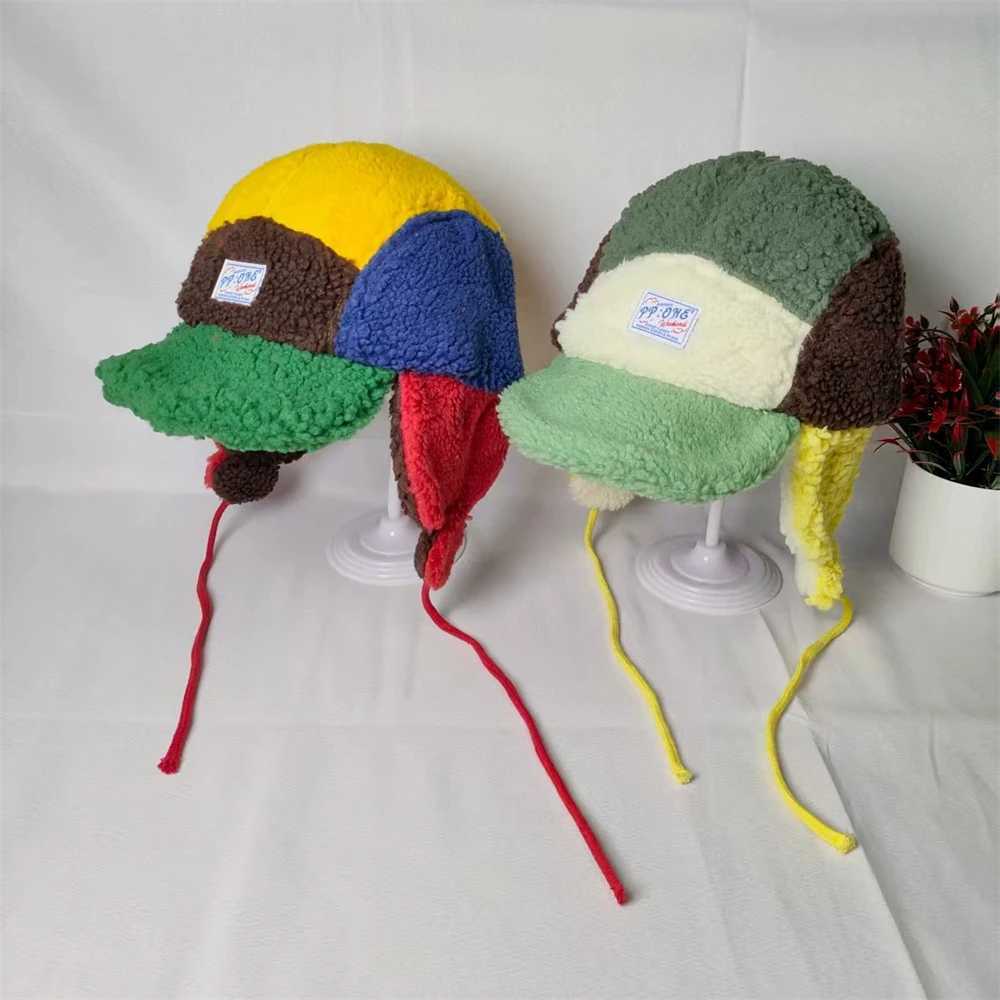 Winter Thickened Plush Ear Protection Bomber Hats For Children And Adults Outdoor Riding Warm Retro Contrasting Color Pilot Caps J251021