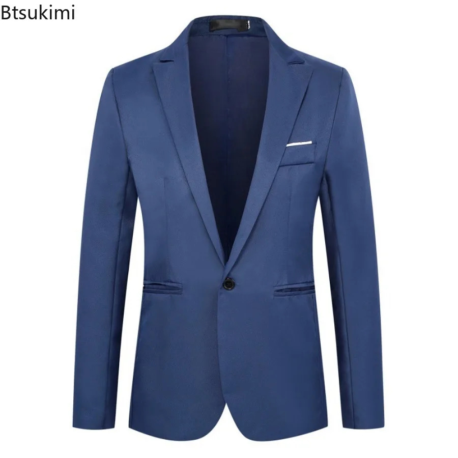 2025 Mens Slim Blazers Fashion Singlebutton Business Casual Suit Jacket Solid Elegant Stylish Party Wedding Suit Tops Male 251021