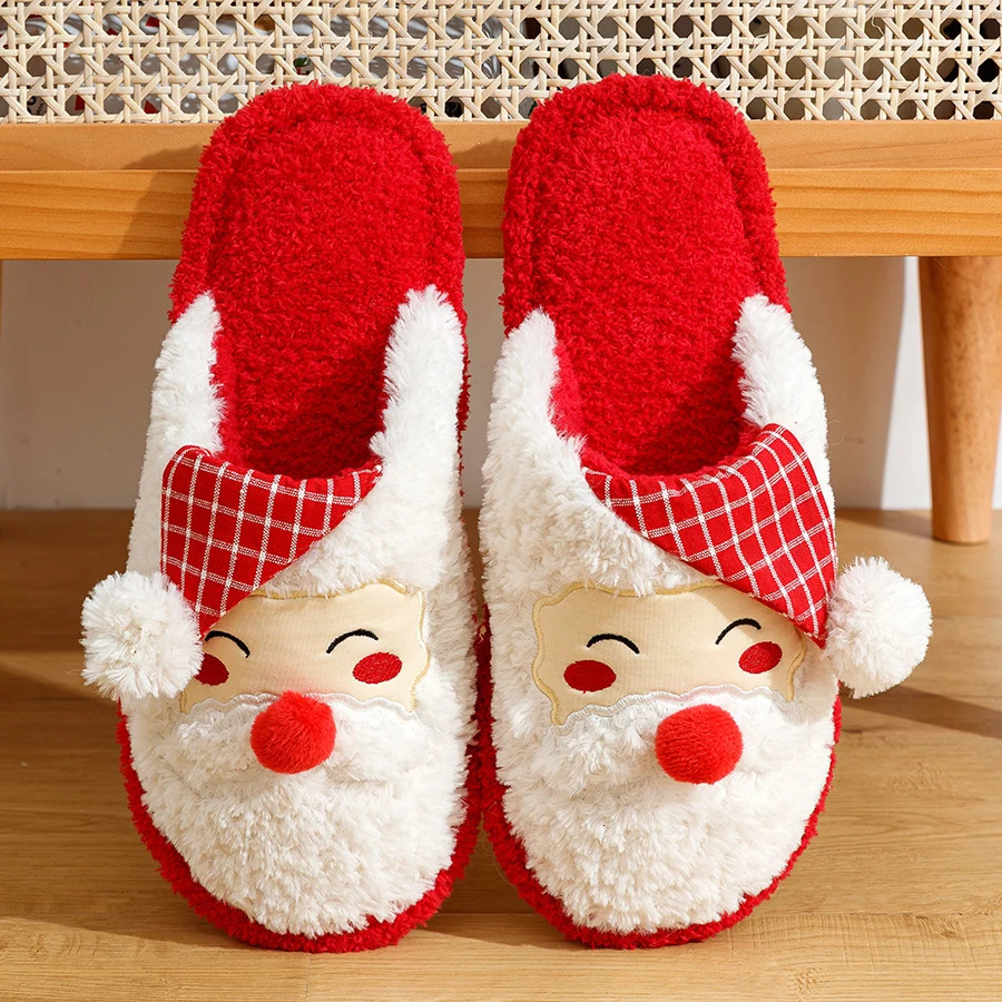 Fashion Christmas Santa Claus Slippers Women Indoor Cute Cartoon Soft Sole Comfy Winter Bedroom Warm Antislip Cotton Homeshoes 251021