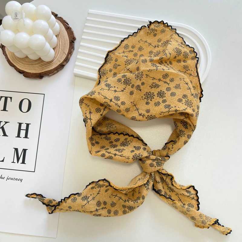 Summer Print Flower Neck Scarf Shawl Triangle Hair Head Wrap Headband Handkerchief Hair Ties Bandanas Hair Ribbon For Women W251021