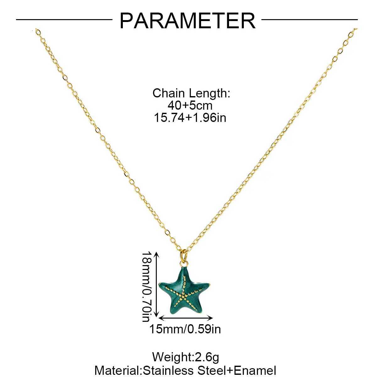 Waterproof Stainless Steel Cute Red Enamel Starfish Charm Necklace 14K Gold Color Pendant Choker Jewelry For Women Daily Wear XJ250717