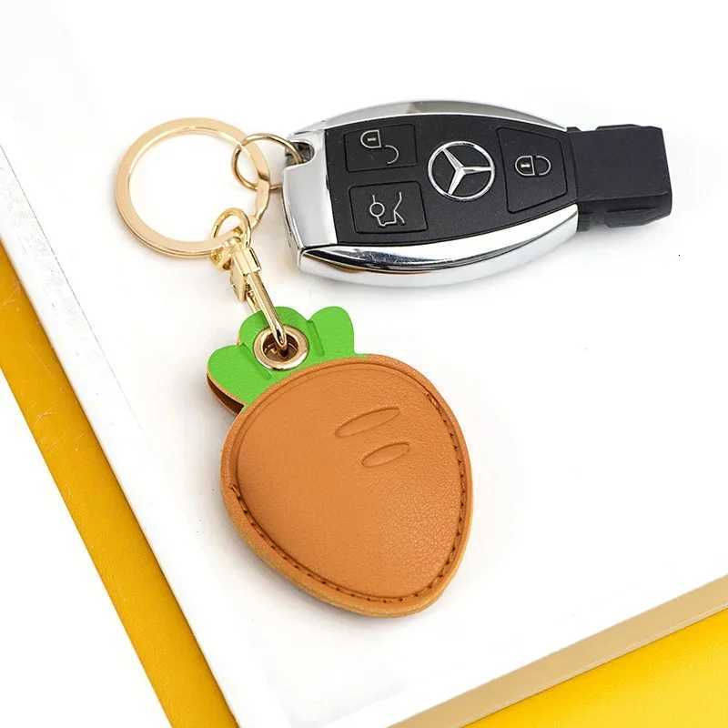 Cute Strawberry Keychain Lemon Entrance Guard Card Cover PU Leather Bag and Car Keys Pendant GPS Antilost Pet Collar Accessory W251021