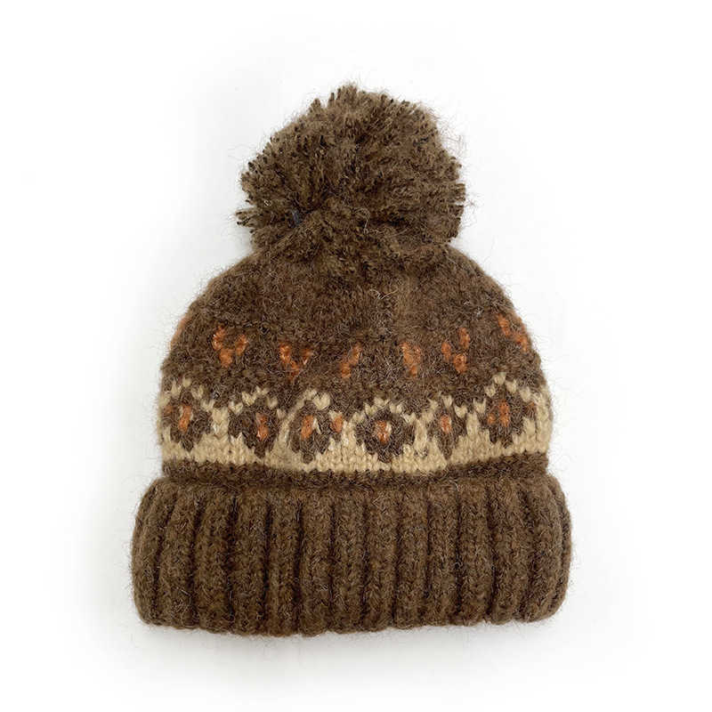 Melard Series Jacquard Knitted Hat Versatile Slimming Thickened Warm Ear Protection Knitted Hat with Lining H251020