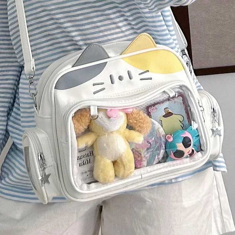 Womens Fashion Backpacks Y2K Korean Japan Kawaii Cat Ita Bag PU Cute Girls Transparent Pocket Aesthetic Shoulder Crossbody BagsXJ251021