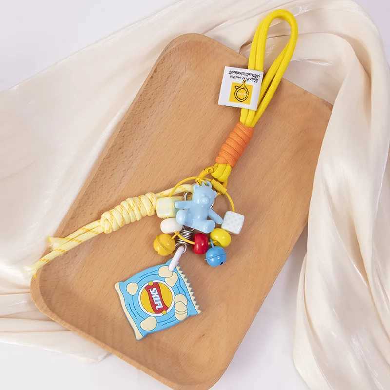 New Cute Bear Mobile Phone Back Clip Case Pendant DIY Beaded Car Pendant Keychain Braided Rope Versatile Bag Parts Accessories J251121
