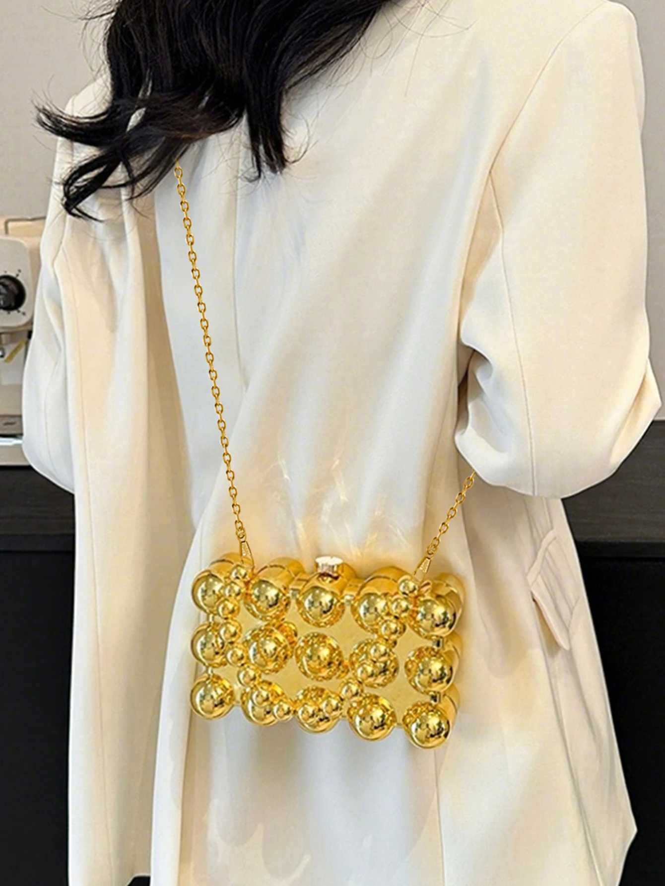 Gold Evening Clutch Bag Fashion Designer Bag Square Crossbody Bag Acrylic Women Wedding Party Handbag Shoulder Bag H251020