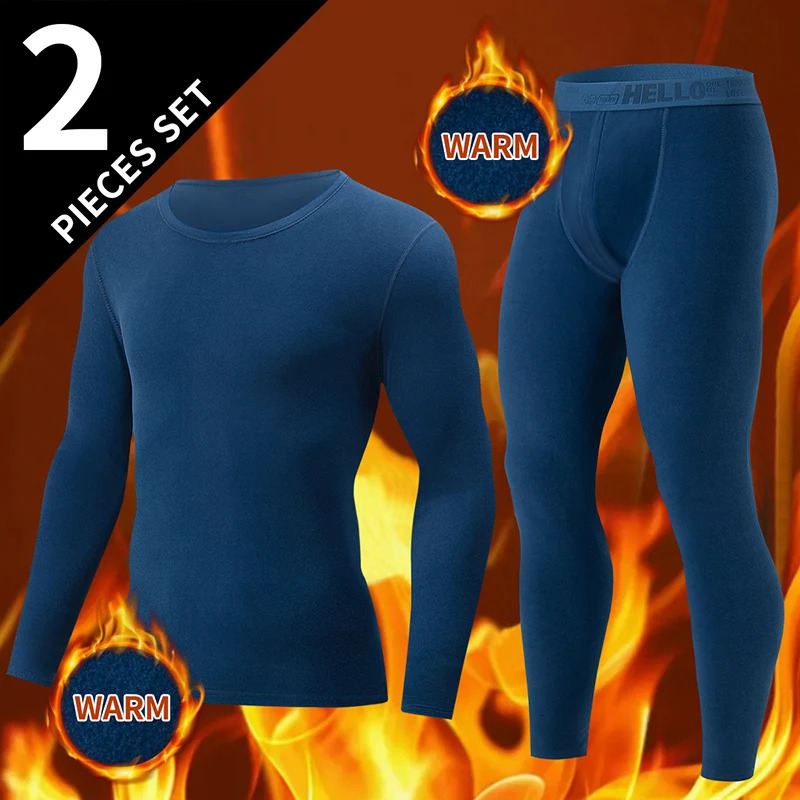 124Piece Mens Longsleeved Trousers In Autumn And Winter Thermal Underwear Casual Joker Sports Fitness Solid Color Suit 251021
