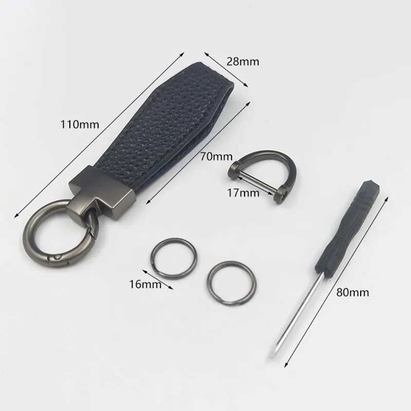 Luxury Genuine Leather Plaid Keychain Women Men Black Buckle Car Chain Holder with For Citroen C8 Auto Accessorie Antiloss W251021