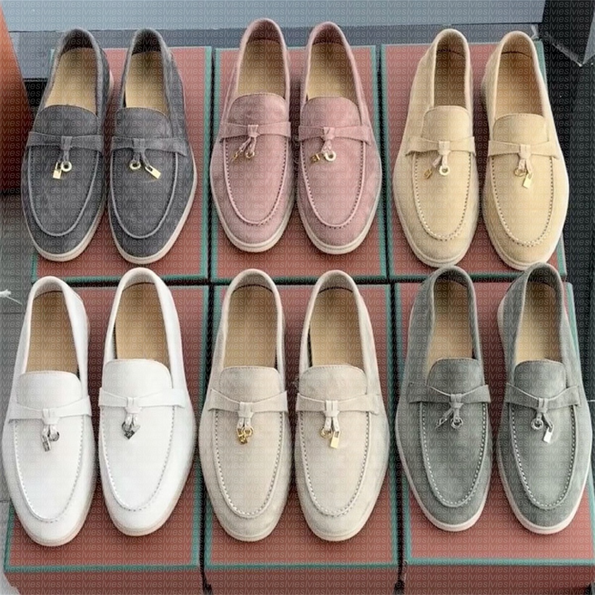Loafers Designer shoes loropp Walk Charms Embellished Casual Shoes Mens Womens Suede Couple Shoes Low Top Suede Leather Flat shoes Oxfords loafers Moccasins Shoes