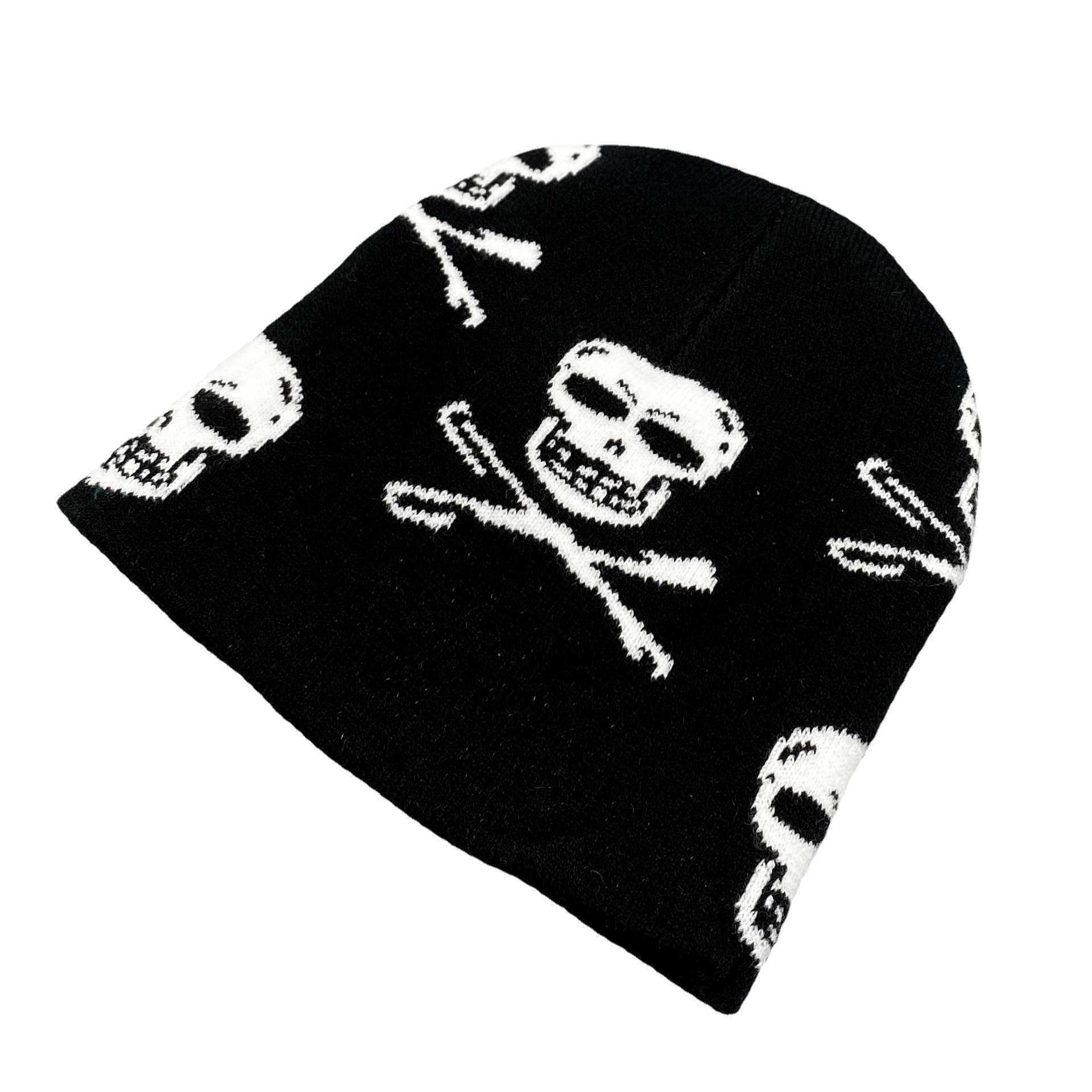 Skull Knitted Hat Halloween Outdoor Cycling Warm Round Top Graffiti Dark Series Fashion Trendy Knit Hat H251020