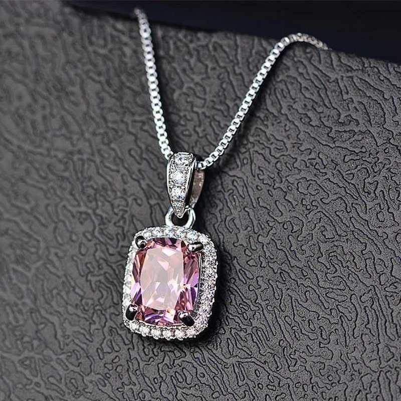 Huitan Luxury Elegant Ladys Cubic Zirconia Pendant Necklace WhiteGreenPurplePink Colors Fashion Wedding Eternity Jewelry Hot11 D2510211