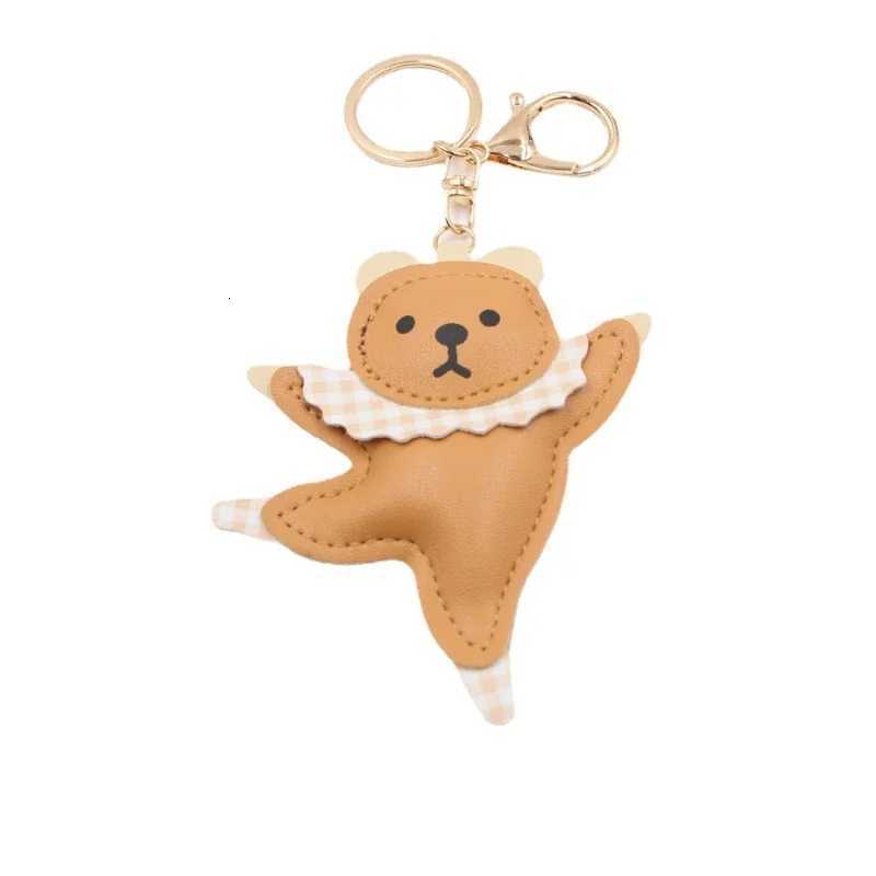 Creative Ballet Dance Leather Pink Bear Car Keychain Cute Bag Pendant Fashion Key Chains for Women W251021