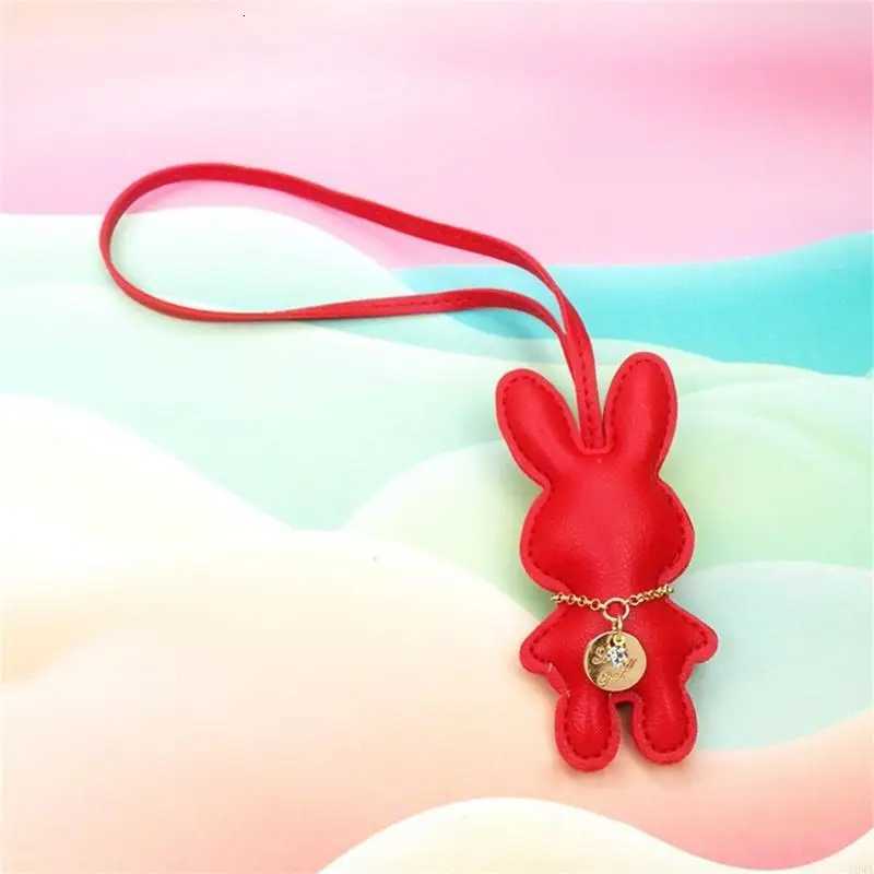 Elegant Rabbit Keychain Pendant Artificial Leather Bunnys Keyring Ornament Versatile Animal Bag Charm Accessory W251021