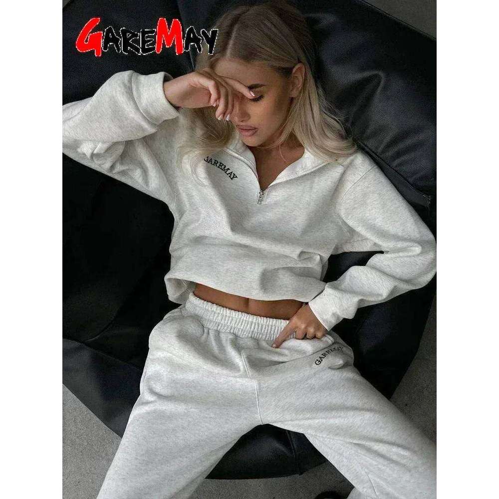 Spring Women's Tracksuit With Zipper Cotton Oversize Classic Pink Two Piece Set Casual Yellow Trouser Suits For Women