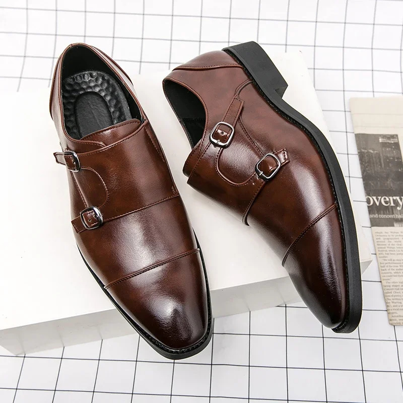 Fashion Formal Slip On Men Dress Shoes Classic Leather Oxfords For Wedding Party Business Flat Shoes Mens Loafers 251021