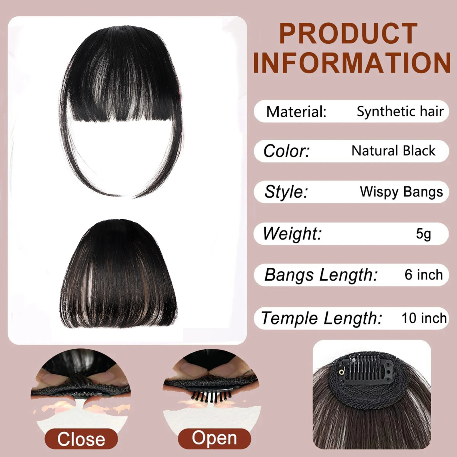 Fake Air Bangs Hair Styling Tools Hair ClipIn Extension Synthetic Hair Fake Fringe Natural False Hairpiece Women Clip In Bangs 251014