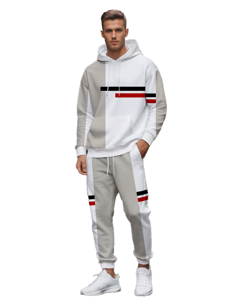 Men's Ankle-Length Knitted Hoodie Casual Outdoor Polyester Print Long Sleeve T-Shirt Adjustable Drawstring Hood Autumn Wear - LMWY00182