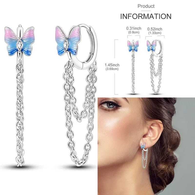 925 Sterling Silver Purple Series Feather Butterfly Dream Catcher Firefly Zircon Earrings for Women Luxury Jewelry Wedding Gift J251021