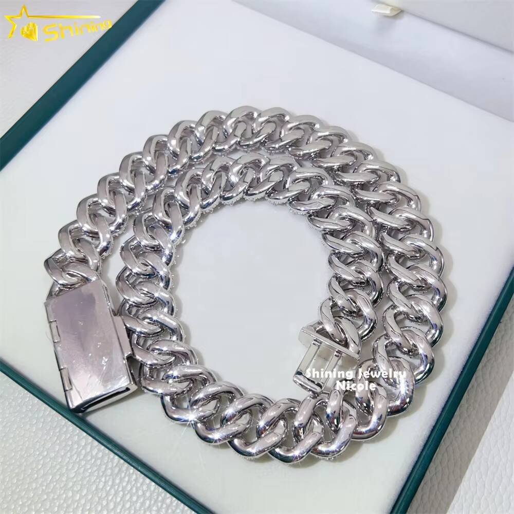 Top Quality Pass Diamond Tester Big Heavy Solid 925 Silver 20MM Men Miami Moissanite Cuban Link Chain