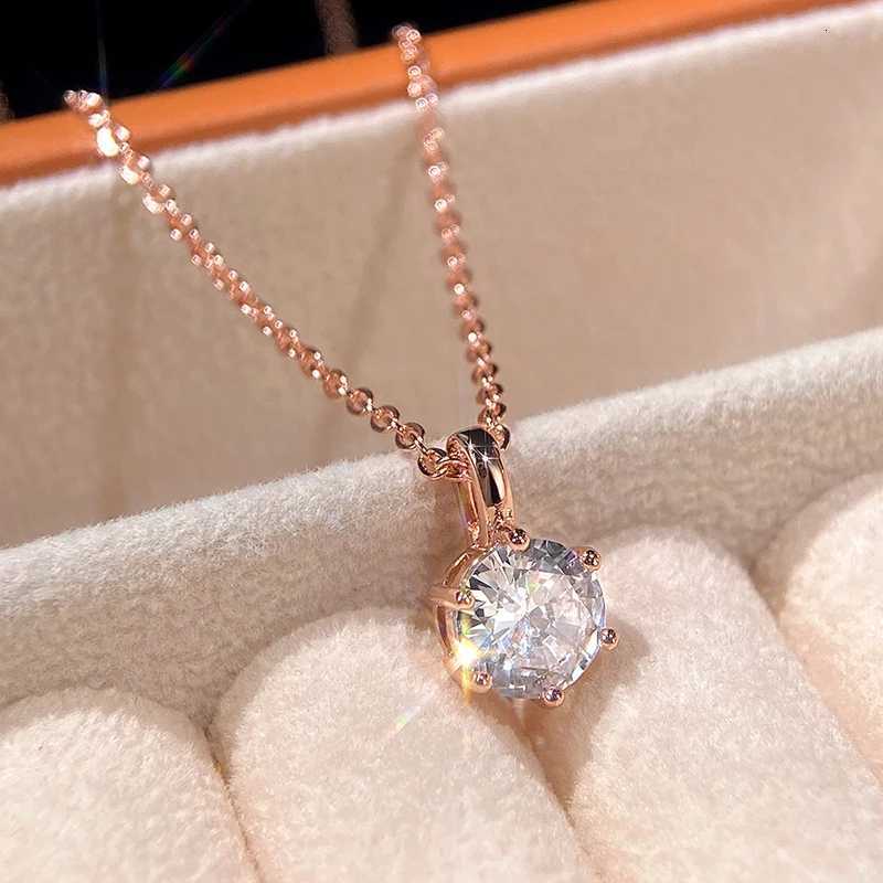 CAOSHI Classic Round 6 Claws Zircon Stone Pendant Necklace for Women Simple Stylish Engagement Ceremony Jewelry Neck Accessories D251021