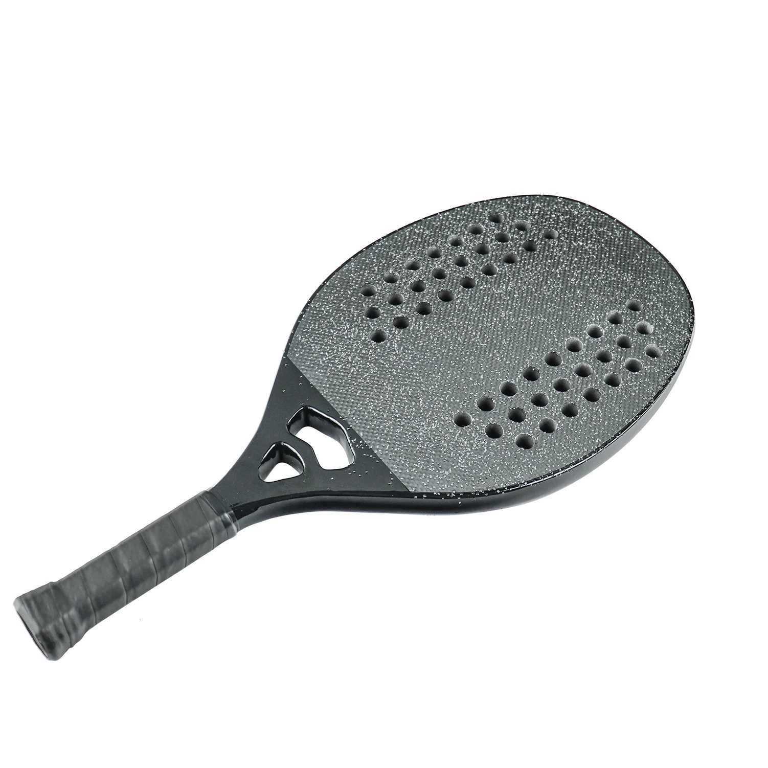 Black Basic Beach Tennis Racket 3K2KKE Carbon Fiber Grit Face For A Stable Outdoor Control Performance Suitable For Beginner W251021