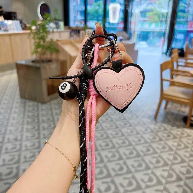 Fashion Creative Lucky Billiard Black No8 Ball Key Chain Weaving Colorful Rope Bag Hanging Trendy Bag Hanging Jewelry Gift J251121