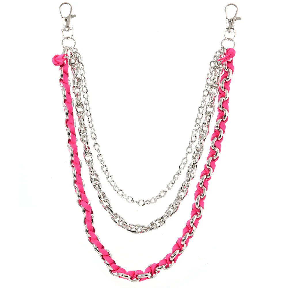 Hand woven rope Punk Style Pants chain multilayer Metal Chain jeans decoration 251021