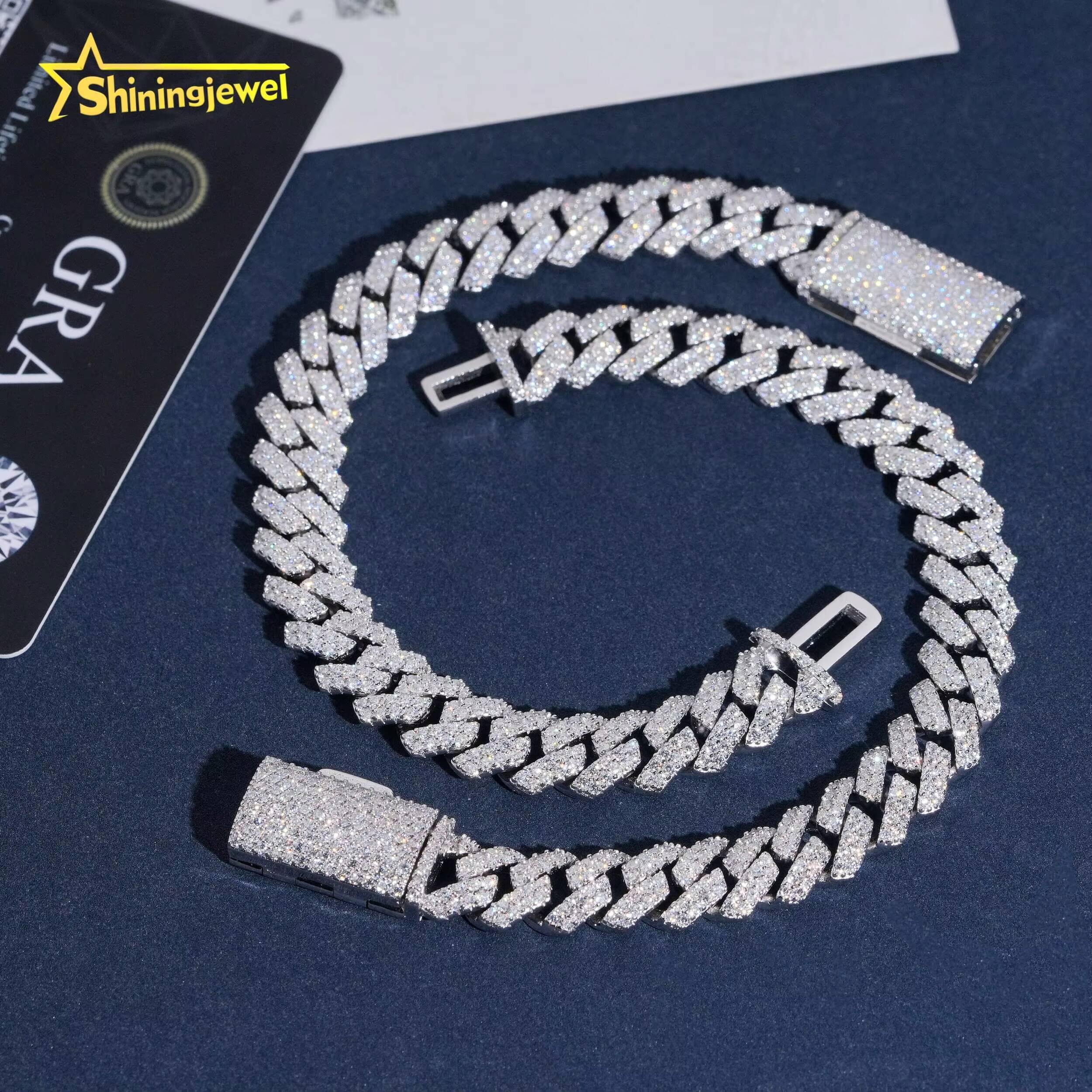 USA Local Stock Iced Out Diamond Fast Ship Custom Bracelet Hip Hop Jewelry 925 Silver VVS Moissanite Shining Cuban Link Bracelet