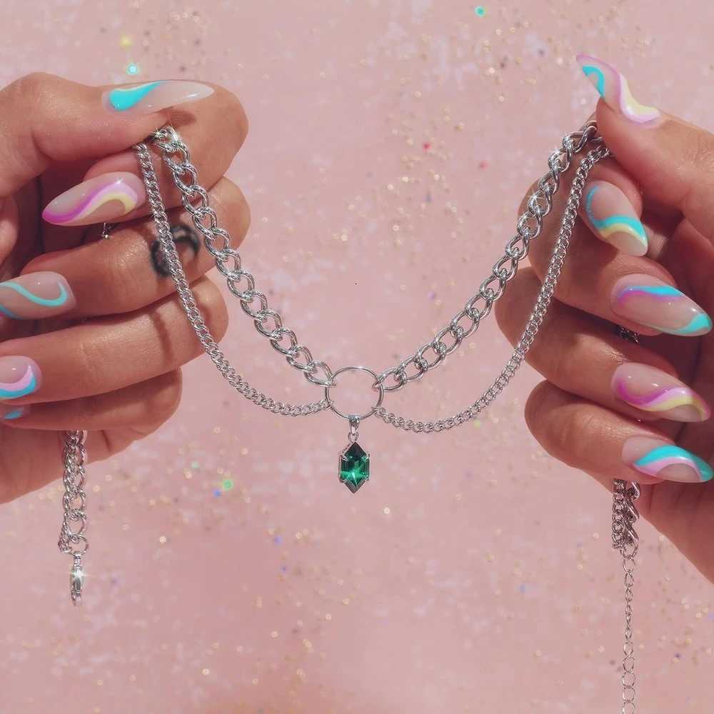 Bohemian Opal Stone Hexagonal Column Necklaces For Women Natural Crystal Pendant Necklace Vintage Multilayer Jewelry GiftXJ251018