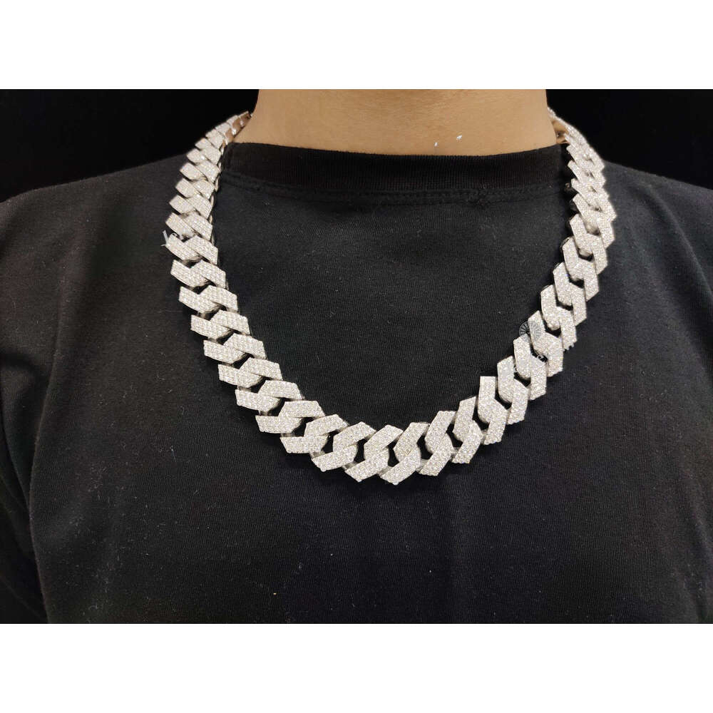 New 22mm Miami Cuban Silicone Stone Chain Necklace Iced Pearl Charm Hip Hop Boutique Jewelry