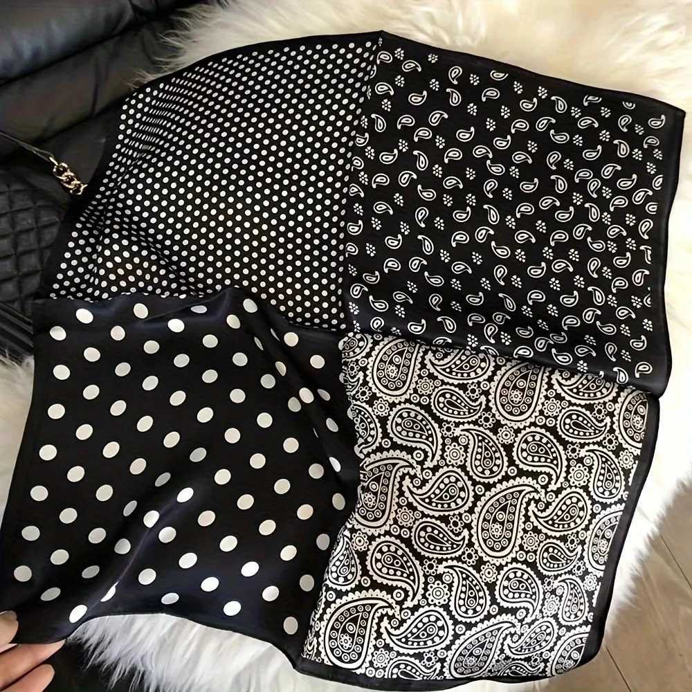 Luxury Polka Dot Paisy Print Square Scarf Black White Thin Decorative Neck Scarf Haiands Sunscreen scarf For WenW251021