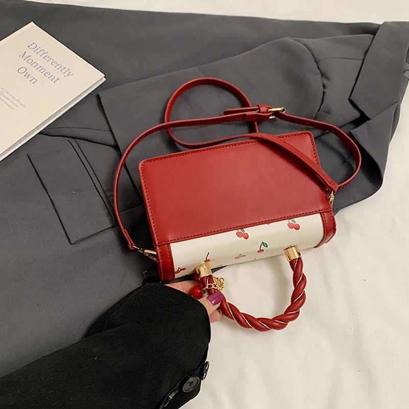 Sweet Crossbody Bag Fashion Cherry Print TopHandle Ladies Luxury Square Shoulder Bag Women High Quality Sling PurseXJ251021