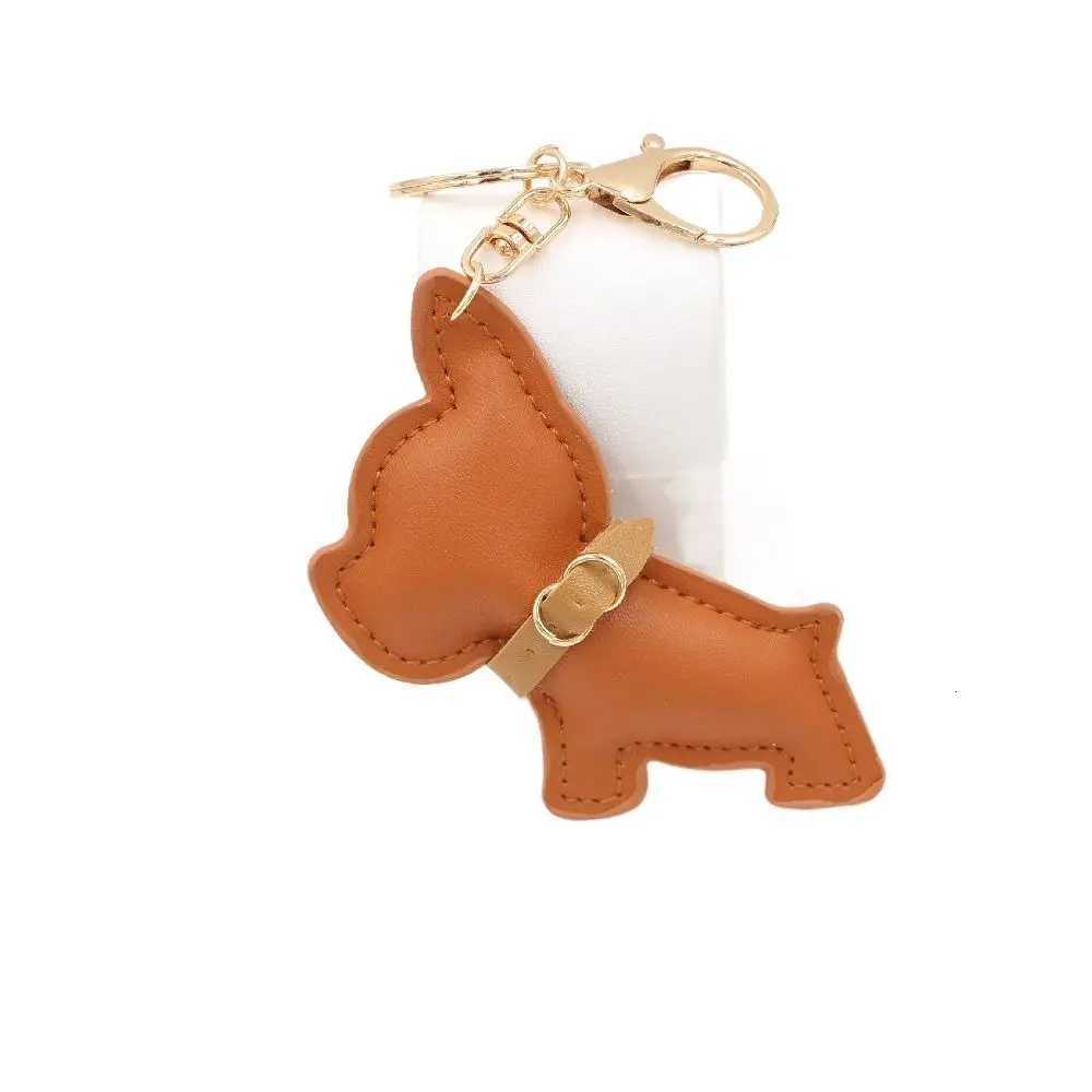 PU Leather Bulldog Keychain Cute Puppy Cartoon PU Leather Dog Hanger Fashion Animal Dog Bulldog Bag Pendant Backpack Decoration W251021