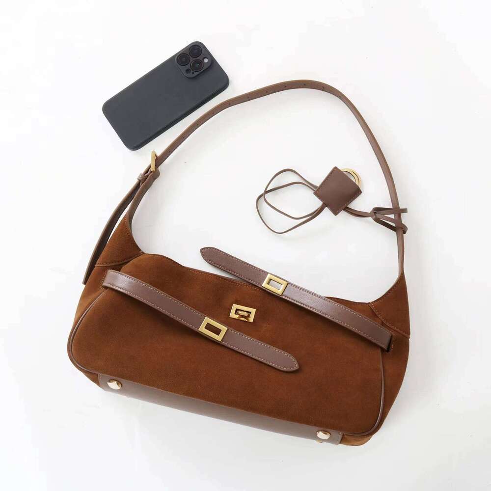 Matte Cowhide Armpit Autumn Winter New Niche Large Capacity Tote Vintage Lock Buckle Shoulder Crossbody Women's Bag Suotong1021