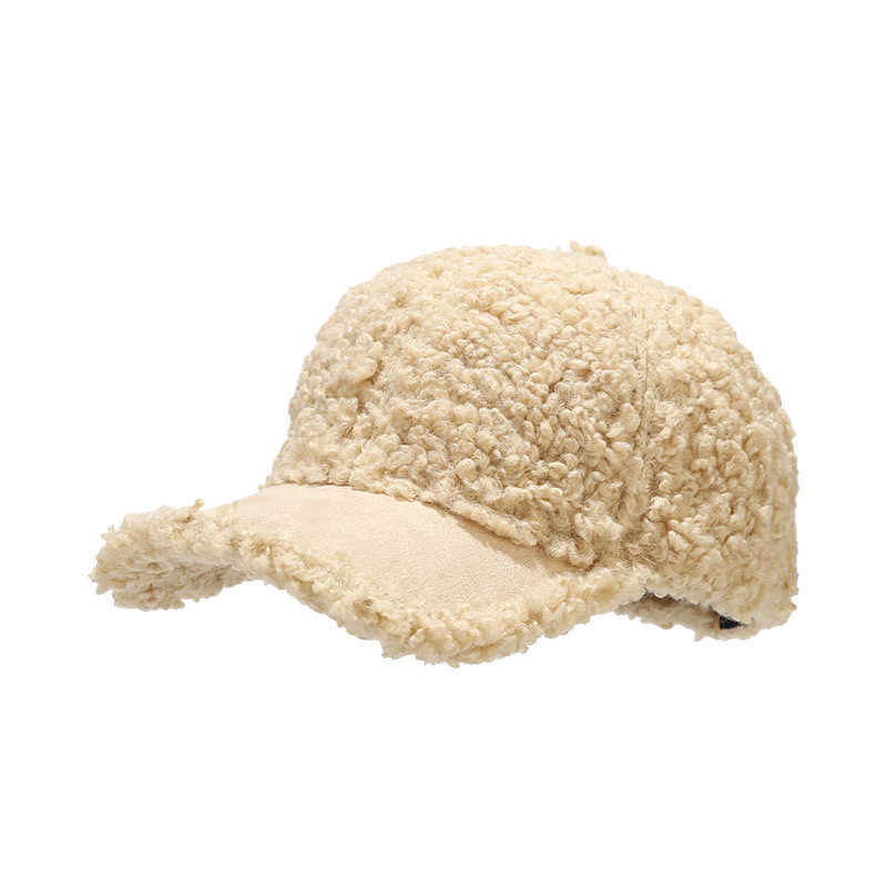 Autumn Winter New Lamb Wool Patchwork Baseball Cap for Women Simple Outdoor Windproof Sunshade Cap H251020