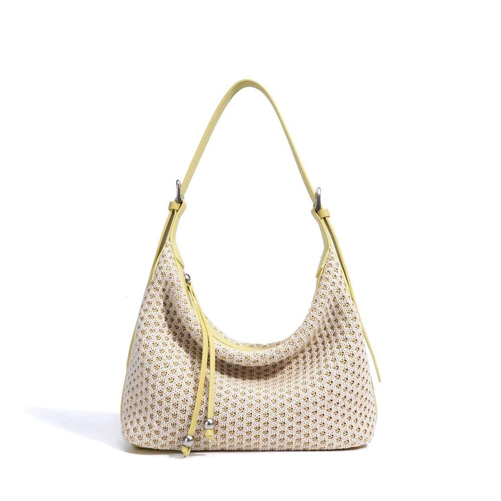 French Straw Woven Summer New Leather Shoulder Strap Dumpling Fashionable Women's One-Shoulder Crossbody Bag 251021