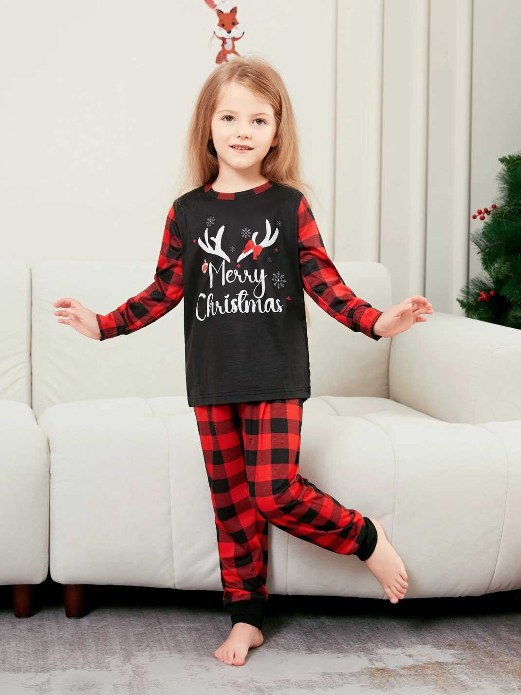 Merry Christmas Cartoon Pattern Mom Dad Kids Matching Pajamas Set 2 Pieces Suit Baby Romper Soft Loose Xmas Family Look Pyjamas L251021XK6D