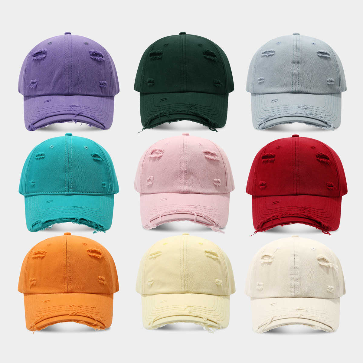 Fashion Distressed Cotton Baseball Cap Unisex Trendy Vintage Plain Duckbill Cap Hat Trend H251020