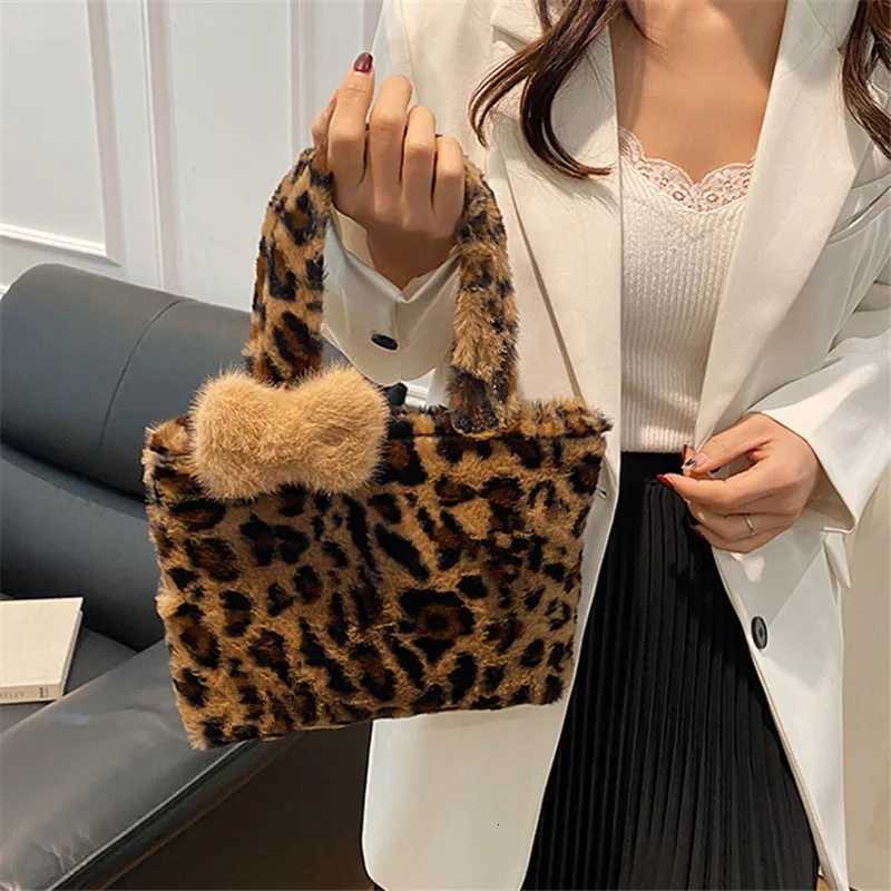 Stylish Leopard Print Y2k Leisure Teen Underarm Shoulder Bag Fluffy Handbag for Women Daily Use Work Party Dating Travel OutingXJ251021