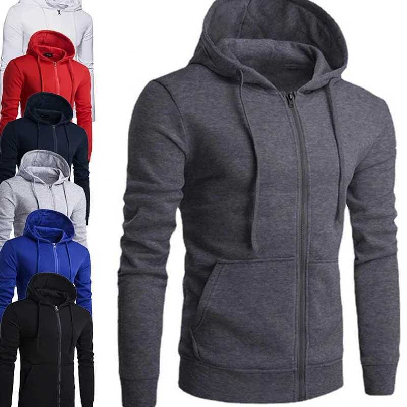 Mens Fashion Fleece Loose Casual Zipper Hoodie Suitable for Spring and Autumn Wear W251021