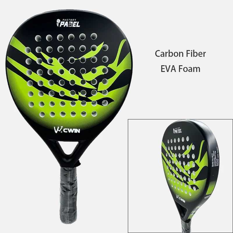 Cwin Paddle Racket Adult Prefessional Carbon Fiber Soft EVA Face Tennis Paddle Racquet with Accessories Padel Bag Cover 2025 W251021