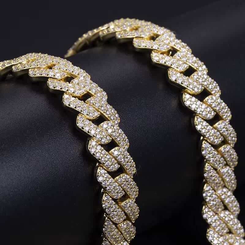 Hip Hop Jewelry Moissanite Cuban Necklace Ice Out Moissanite Cuban Link Chain
