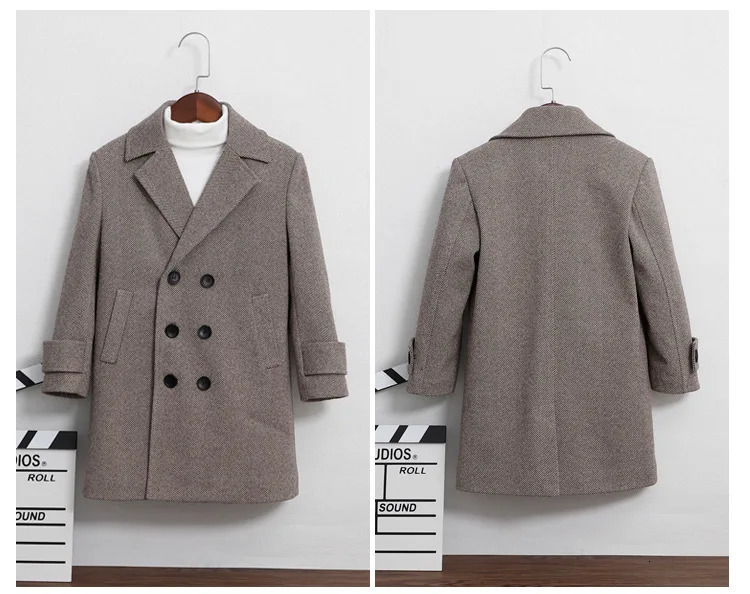 Winter Boys Woolen Coat Childrens Fashion Thickened Woolen Windbreaker Kids Performance Jacket 251017