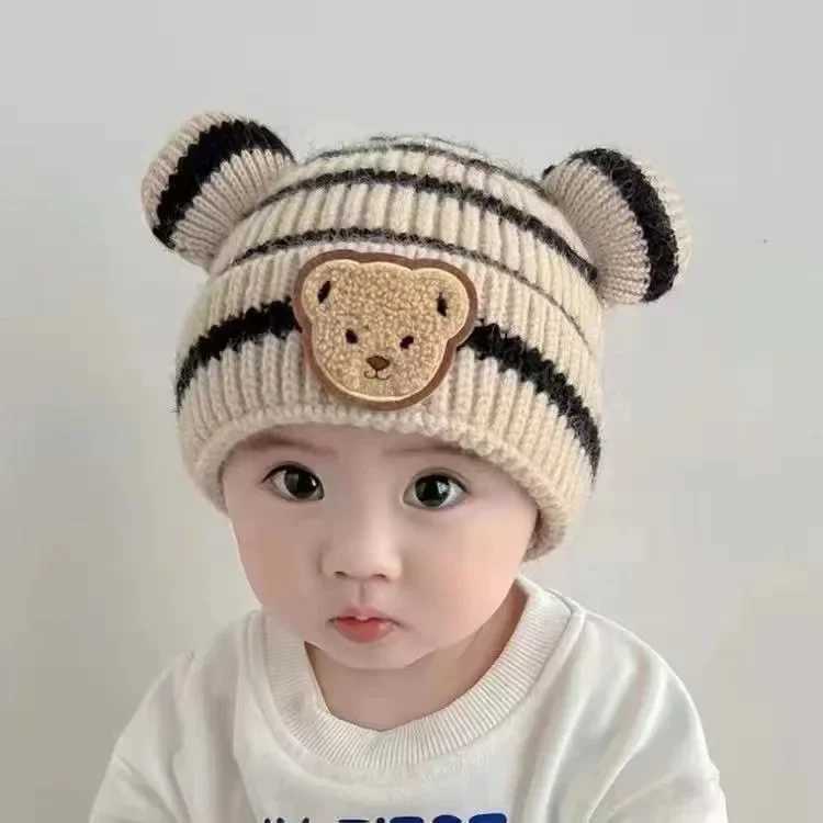 Baby Winter Hat Soft Stretchy Beanie with Cute Bear Ears Lightweight Warm Infant Toddler Hat for Boys Girls Thanksgiving J251021