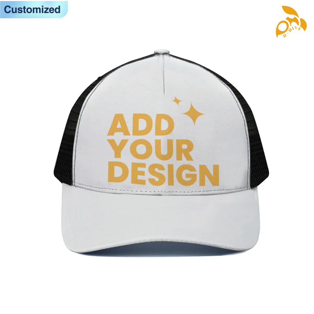 Free Shipping of Customized Unisex Trucker Hat With Black Half-mesh Sun-Protective Black Mesh Breathable Unisex Fit Lightweight Cool Style Hat